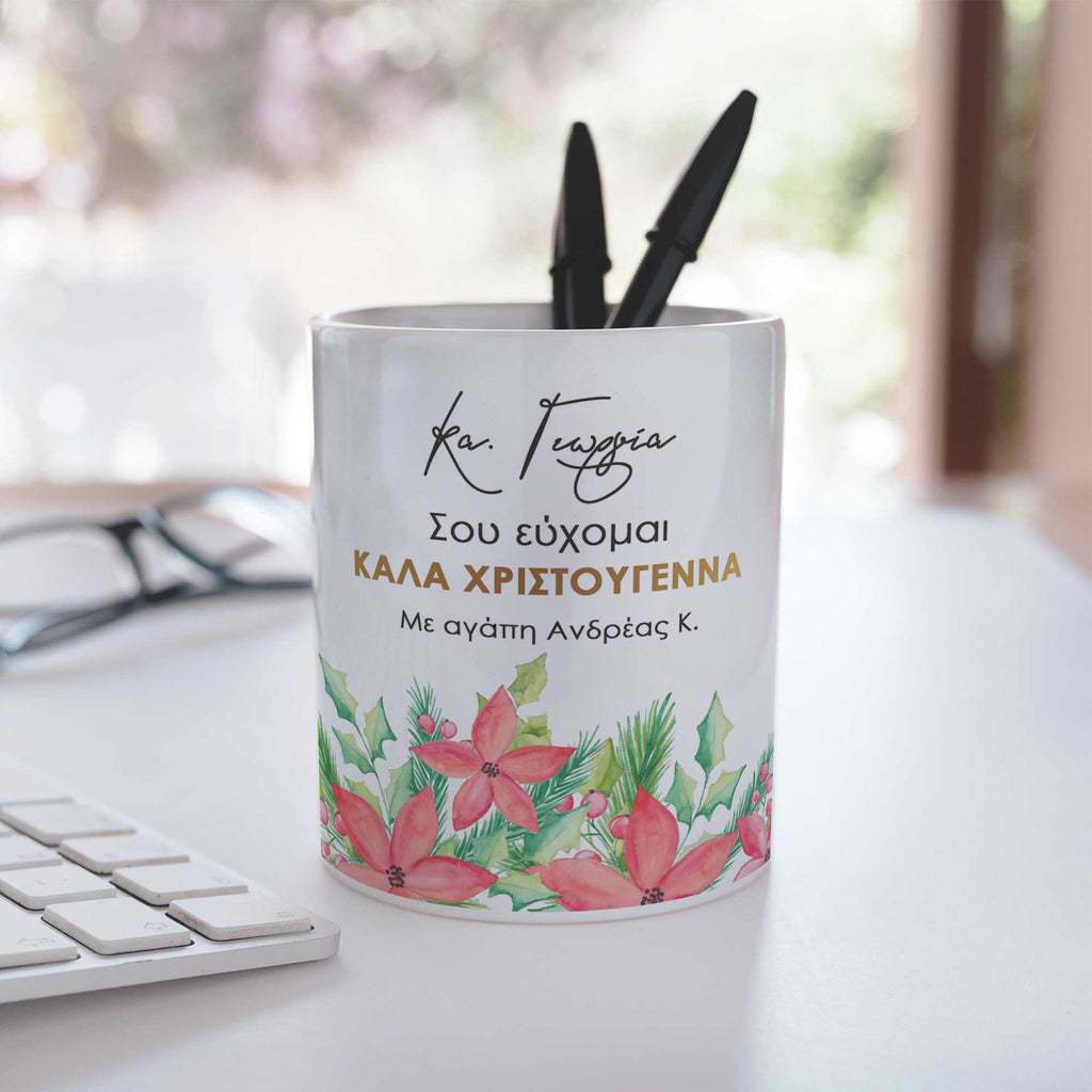 Poinsettia Flowers - Ceramic Pencil Holder - GOTShirts