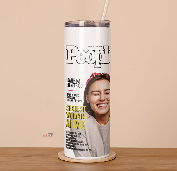 Magazine Design - Stainless Steel Skinny Tumbler With Straw - GOTShirts