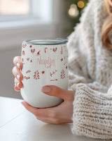 Christmas Elements Pattern - Magnetic Puzzle & Wine Mug Gift Box - GOTShirts