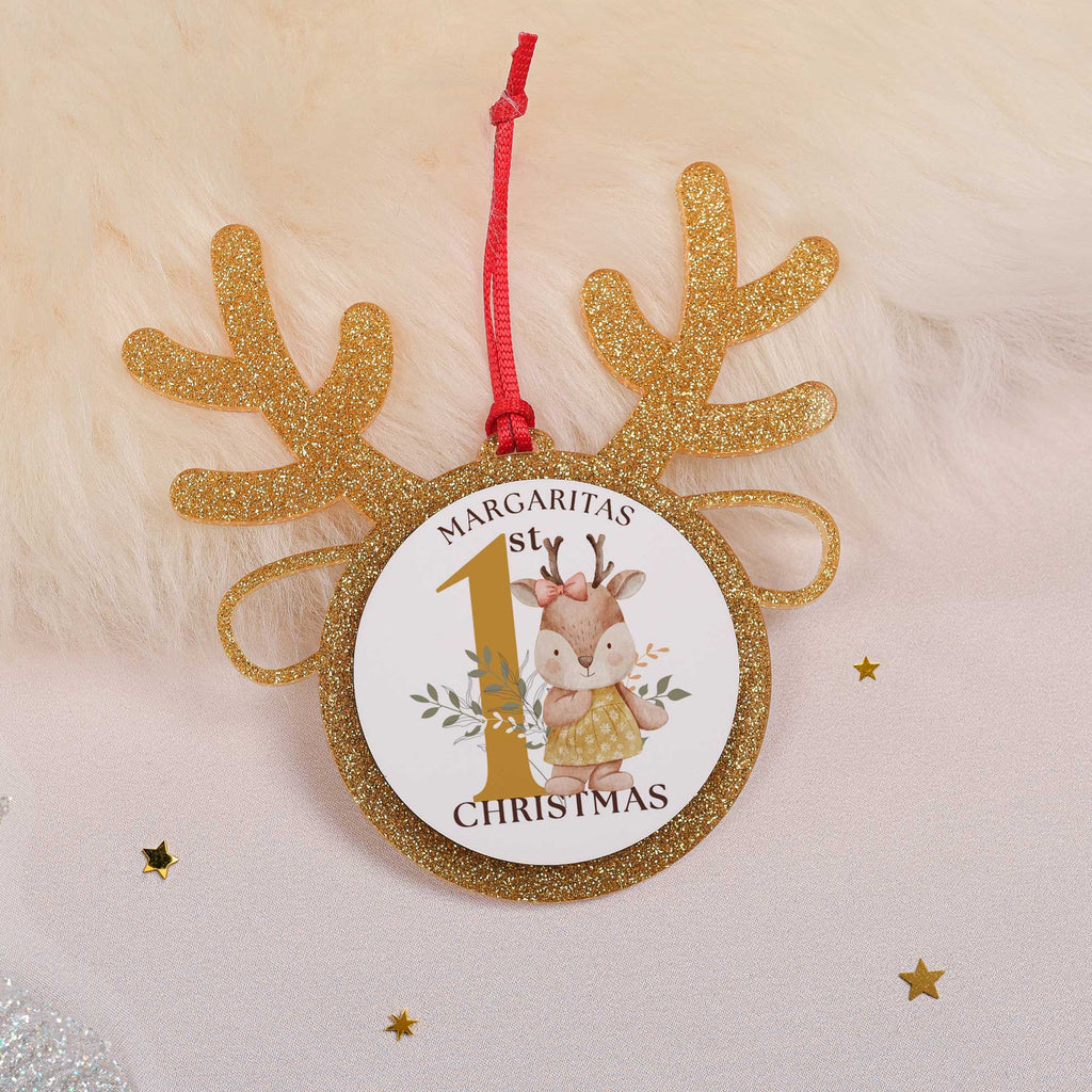 My First Christmas Deer - Glitter Reindeer Ornament - GOTShirts