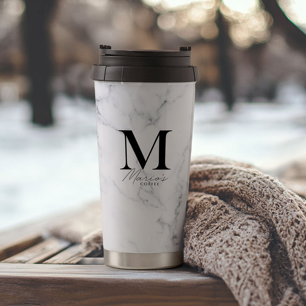 Gray Marble Name - Stainless Steel Travel Mug - GOTShirts