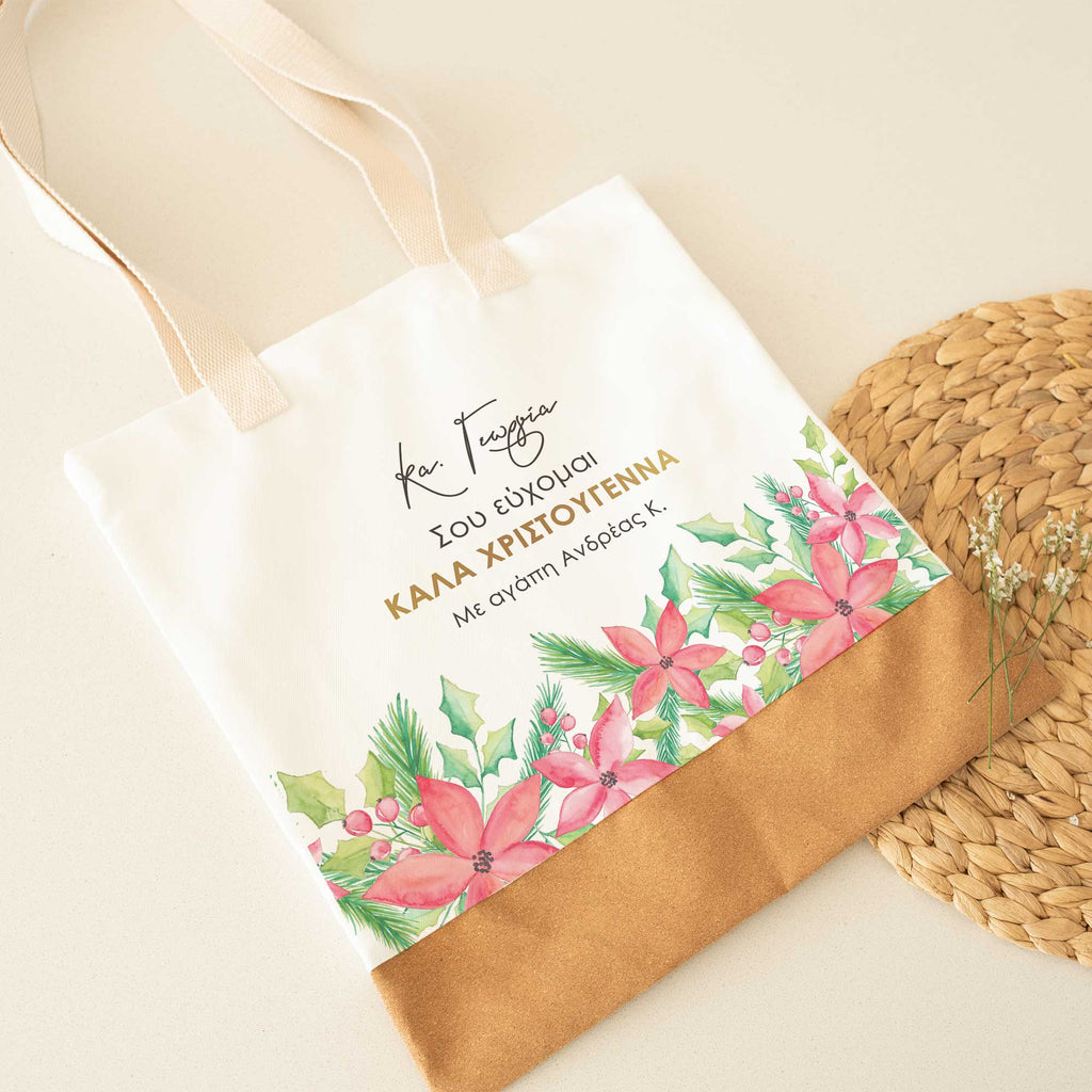 Poinsettia Flowers - Cork Tote Bag - GOTShirts