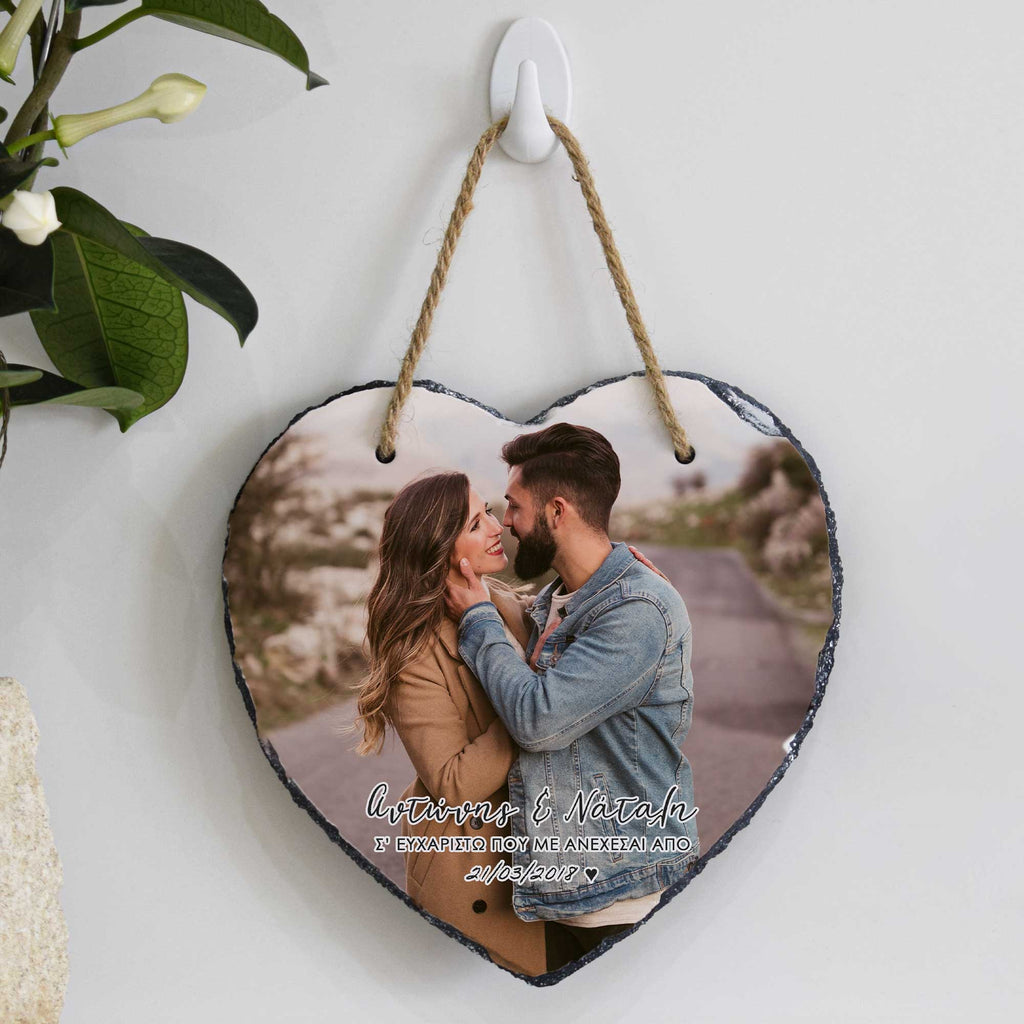 Thank You - Hanging Heart Rock Slate - GOTShirts