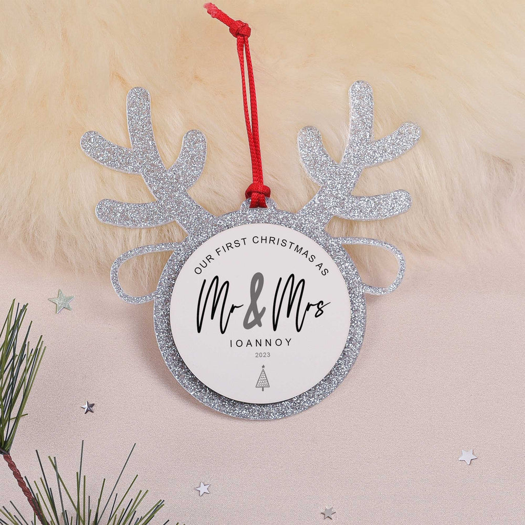 Mr. & Mrs. - Glitter Reindeer Ornament - GOTShirts