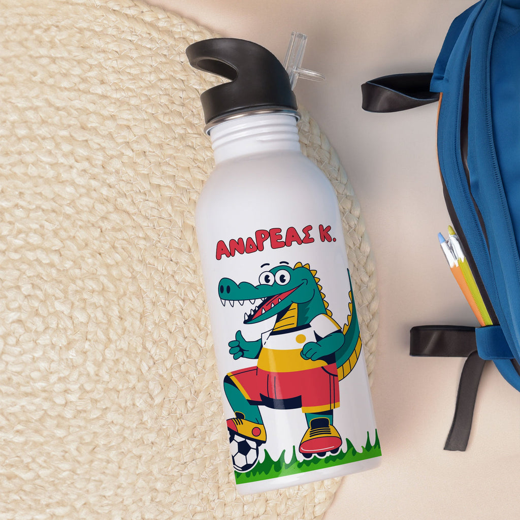 Football Player Dinosaur - Stainless Steel Water Bottle 600ml - GOTShirts