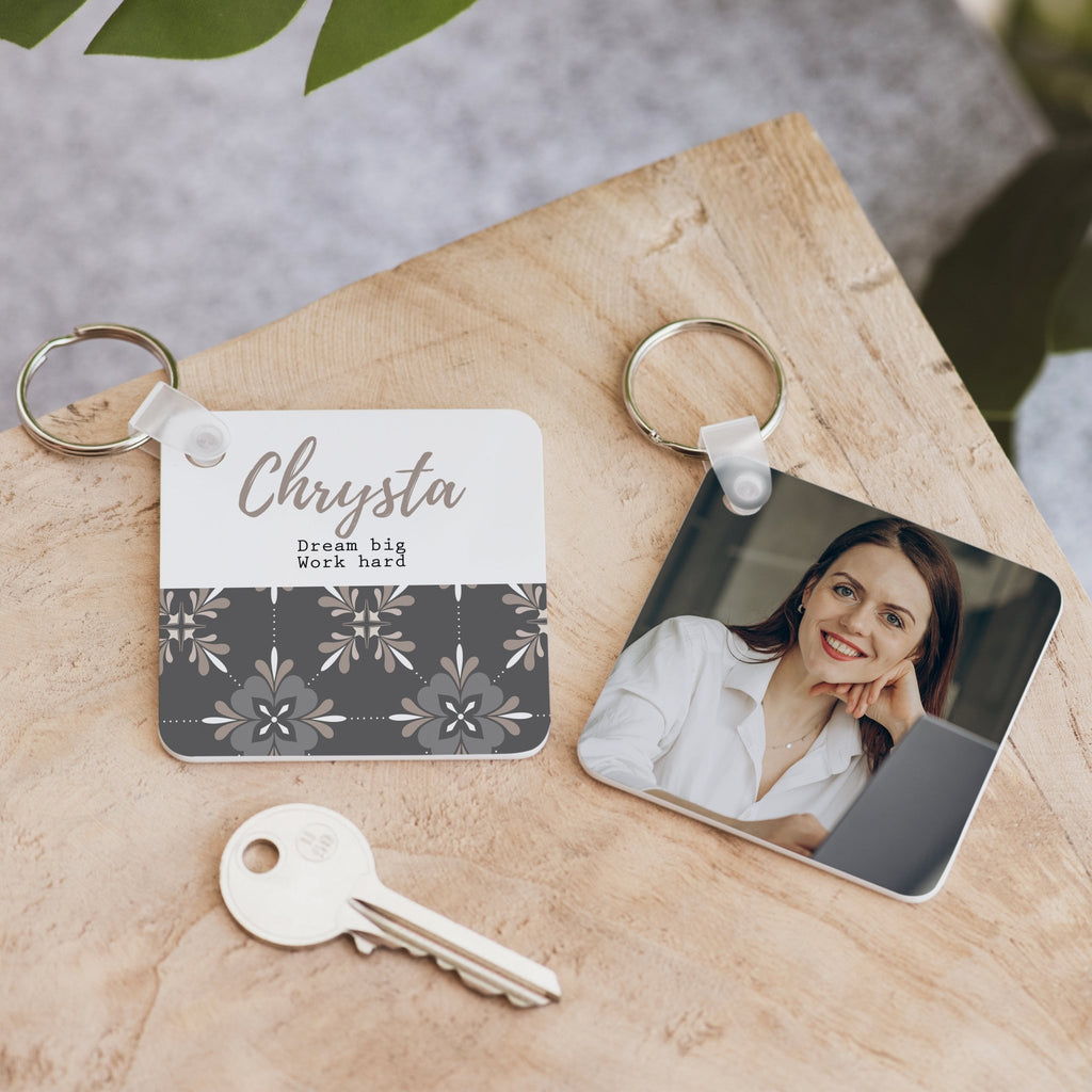 Dream Big Work Hard - Square Plastic Keyring - GOTShirts