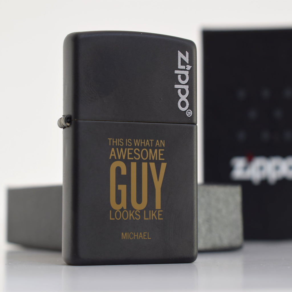 Awesome Guy - Black Zippo® Lighter (Engraved) - GOTShirts
