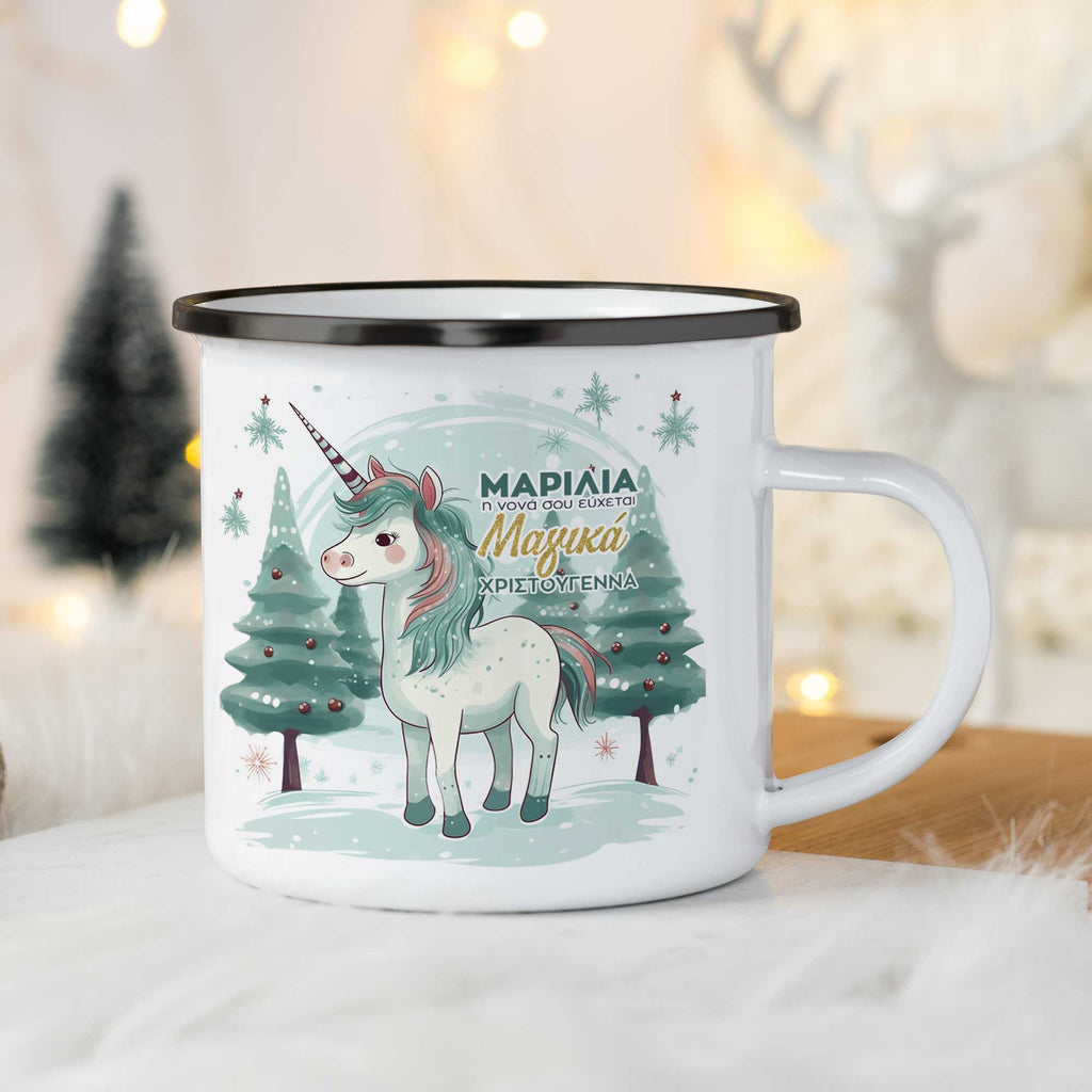 Christmas Unicorn - Christmas S/Steel Enamel Mug - GOTShirts