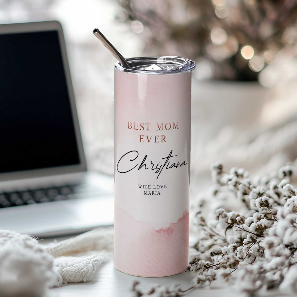 Best Mom Ever - Stainless Steel Skinny Tumbler With Straw - GOTShirts