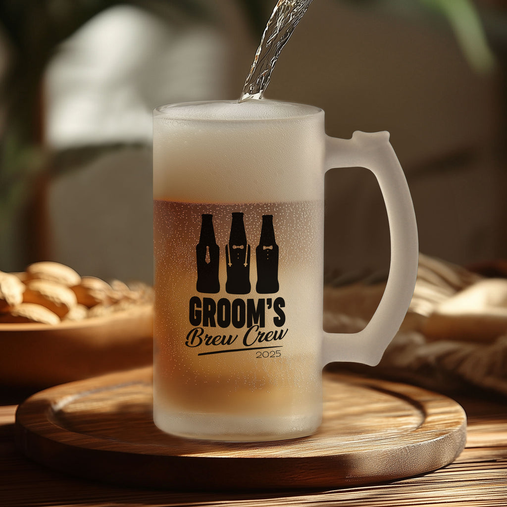 Groom's Brew Crew - Frosted Beer Glass - GOTShirts