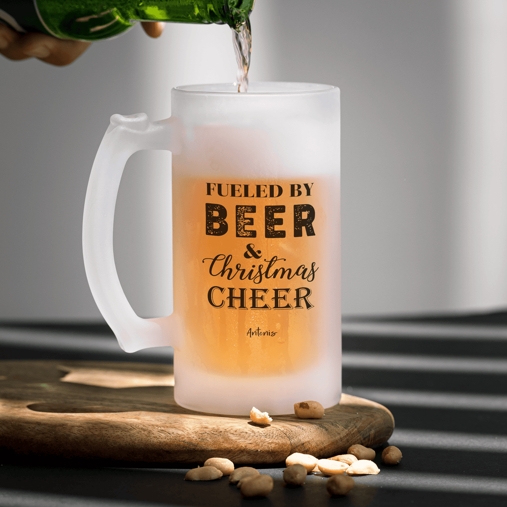 Fueled By Beer - Frosted Beer Glass - GOTShirts