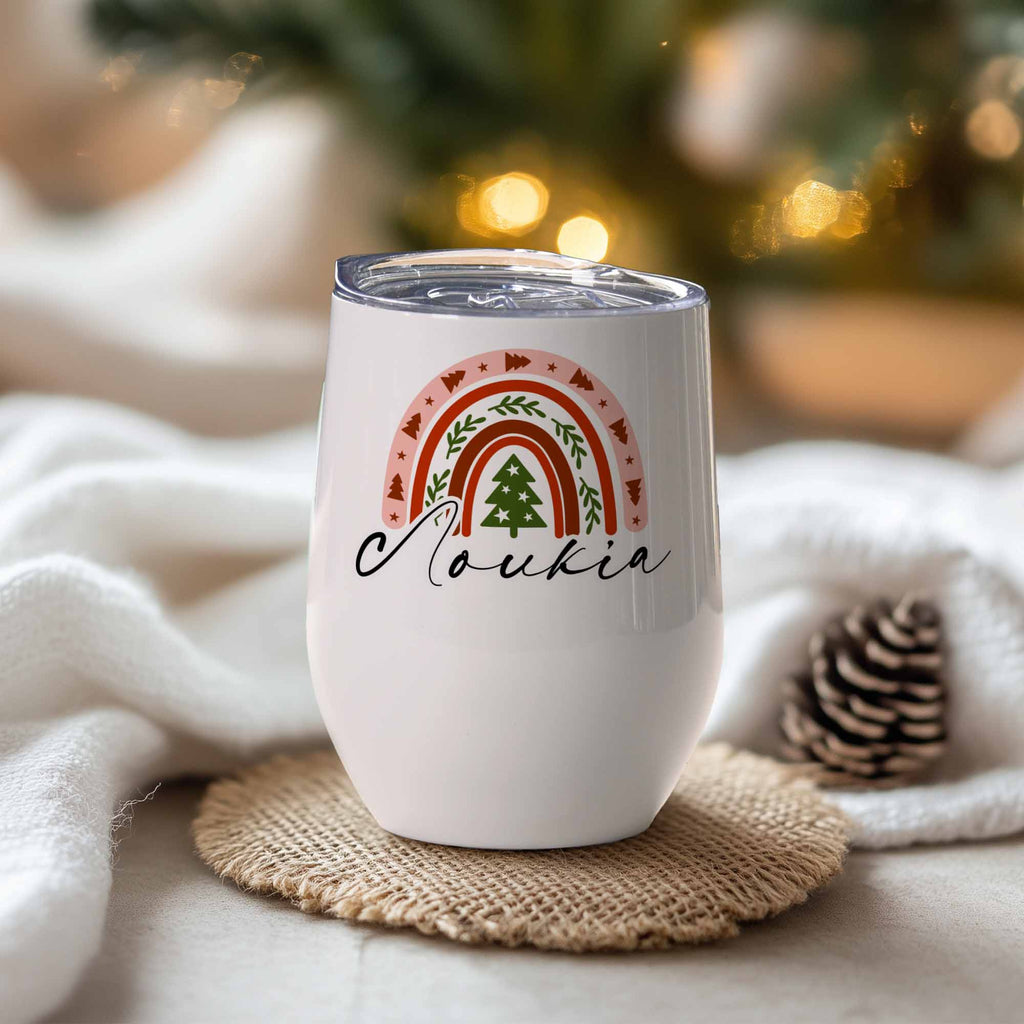 Christmas Rainbow - Stainless Steel White Mug - GOTShirts