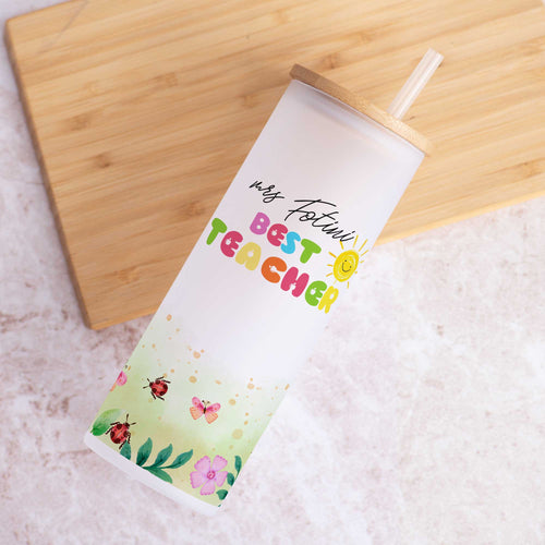 Best Teacher - Skinny Frosted Glass Tumbler - GOTShirts