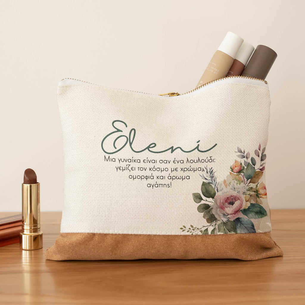 Women Are Like Flowers - Linen Makeup Bag With Cork - GOTShirts