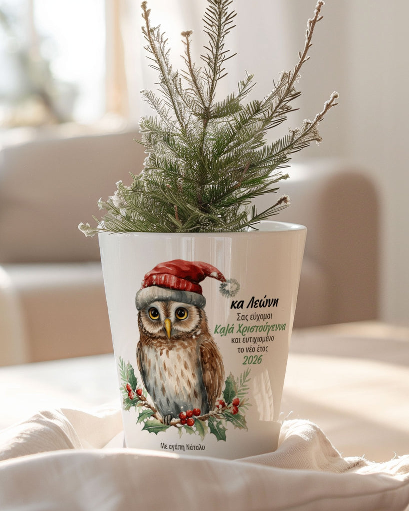 Christmas Owl Teacher - Flower Pot - GOTShirts