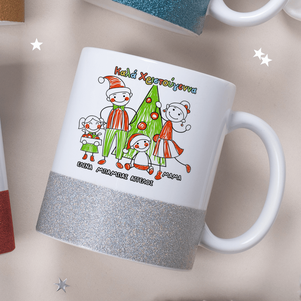 Christmas Family - Ceramic Glitter Mug - GOTShirts