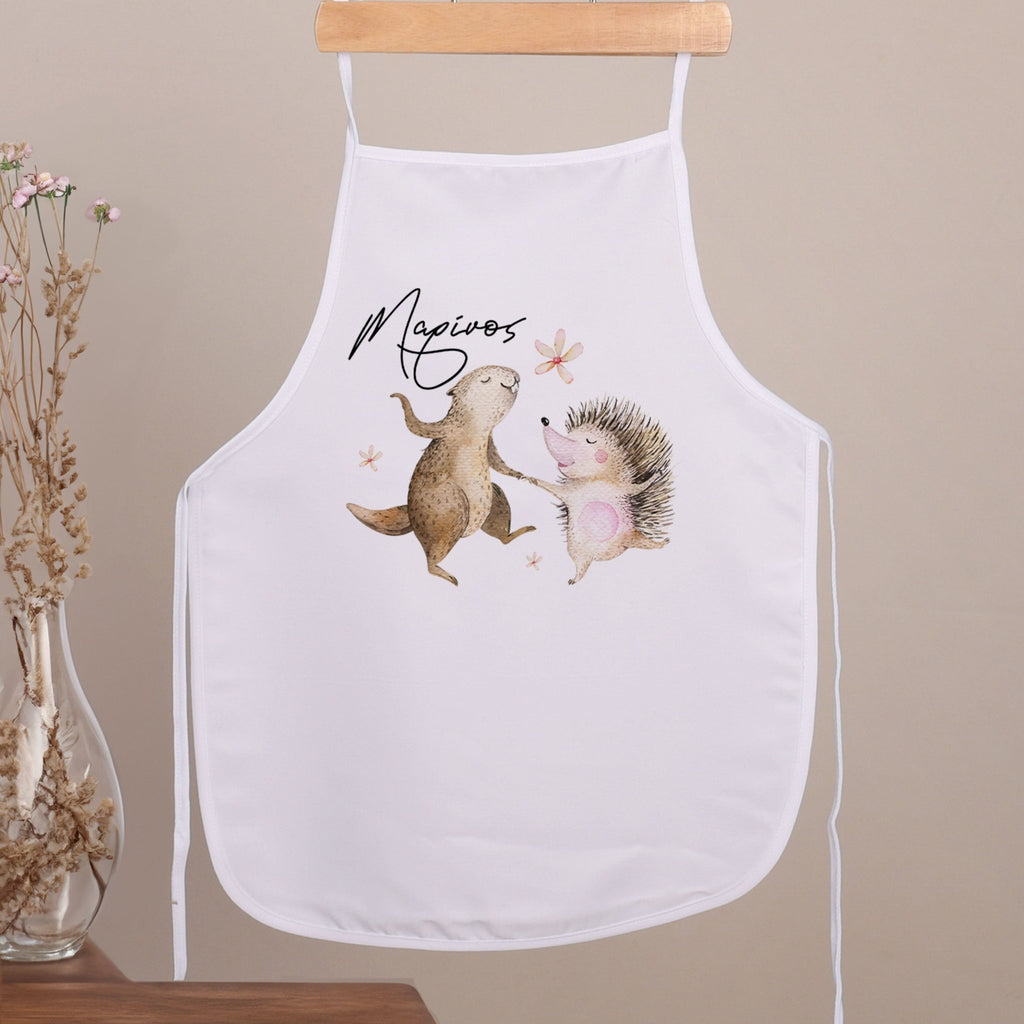 Bunny & Hedgehog - Children's White Apron - GOTShirts