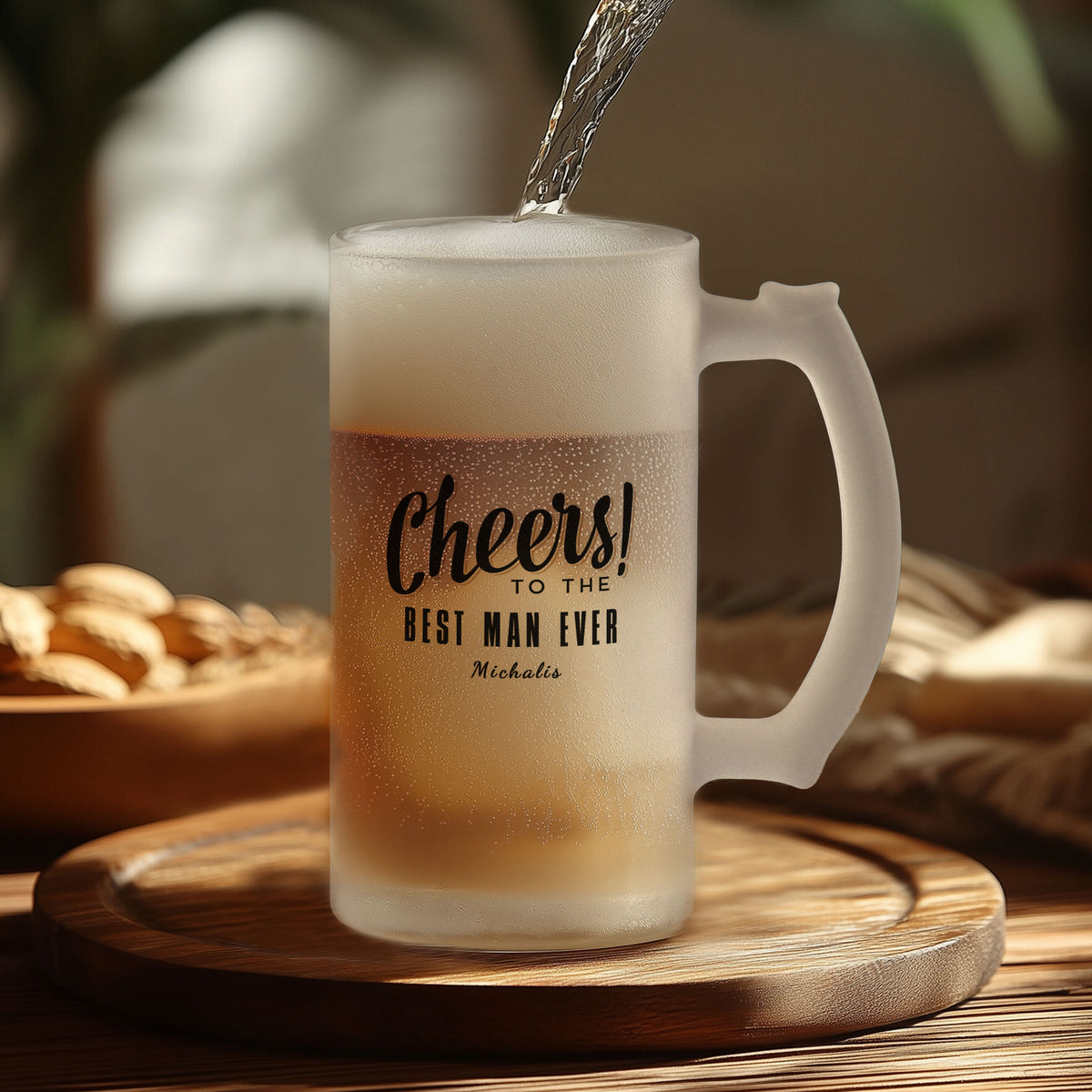 Cheers To The Best Man Ever - Frosted Beer Glass - GOTShirts