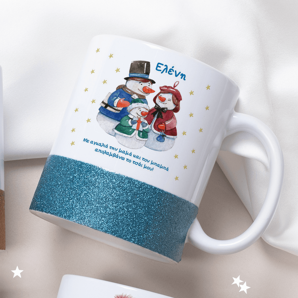 Snowman Family - Ceramic Glitter Mug - GOTShirts
