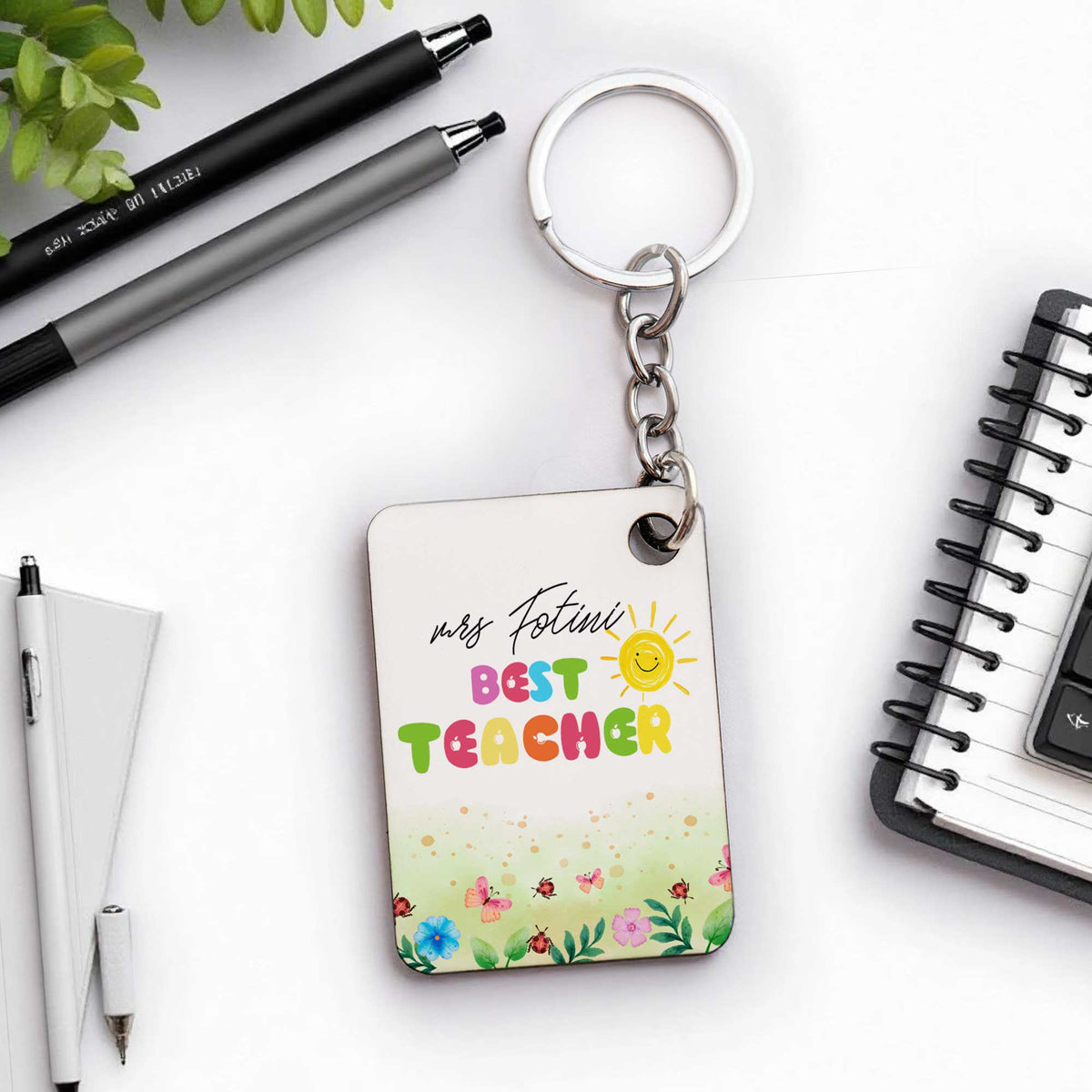 Best Teacher - Wooden Keyring (One Side Print) - GOTShirts