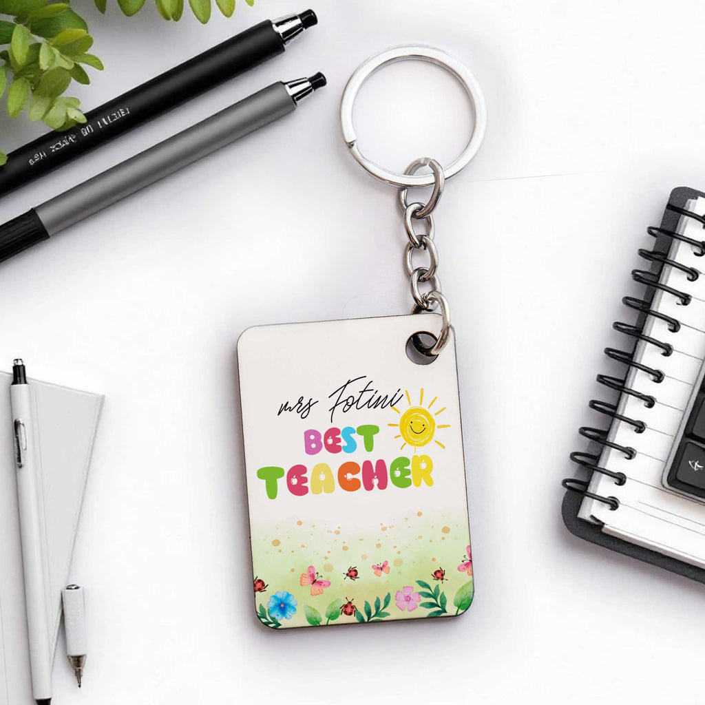 Best Teacher - Wooden Keyring (One Side Print) - GOTShirts