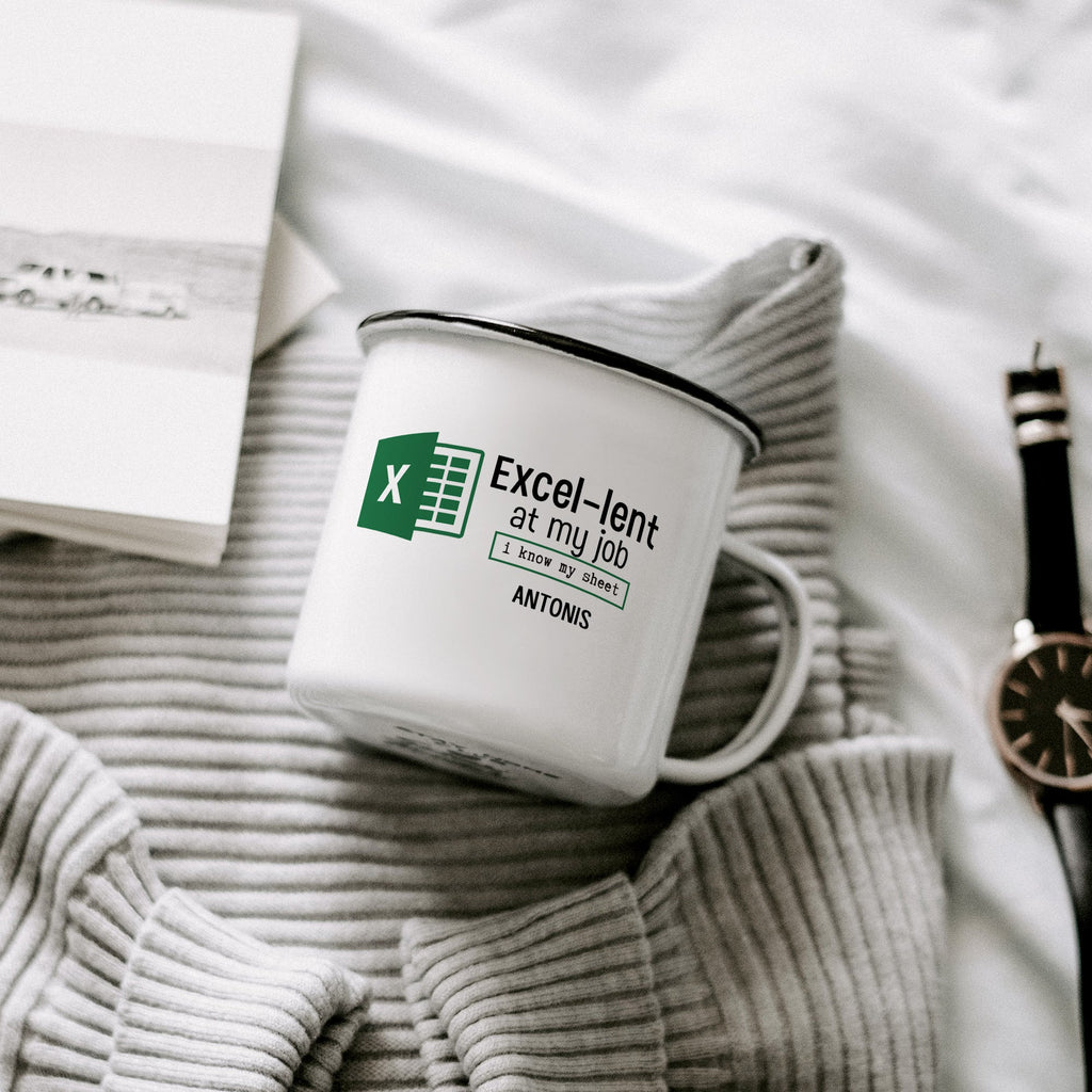 Christmas S/Steel Enamel Mug - Excel - lent At My Job - GOTShirts