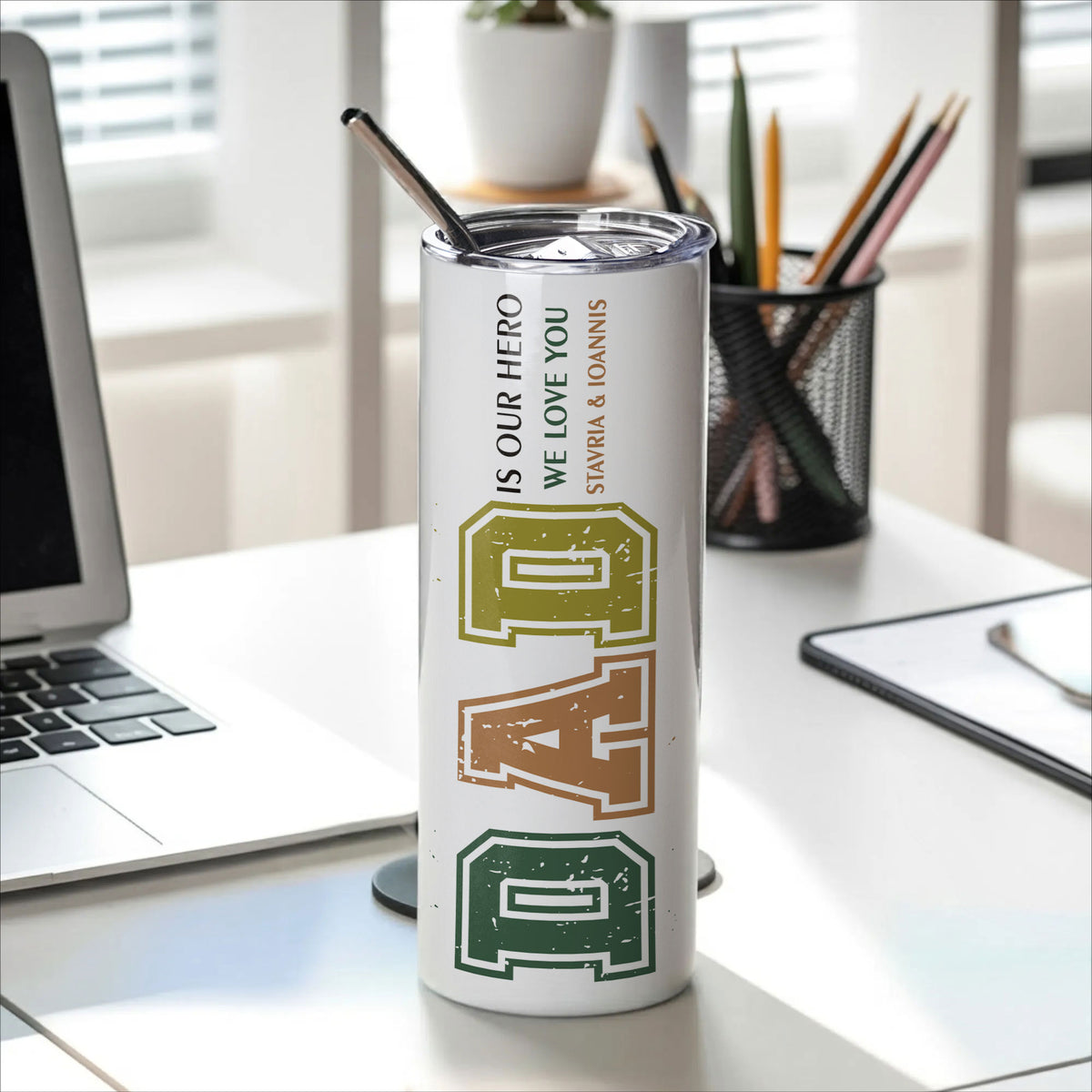 Stainless Steel Skinny Tumbler With Straw - GOTShirts