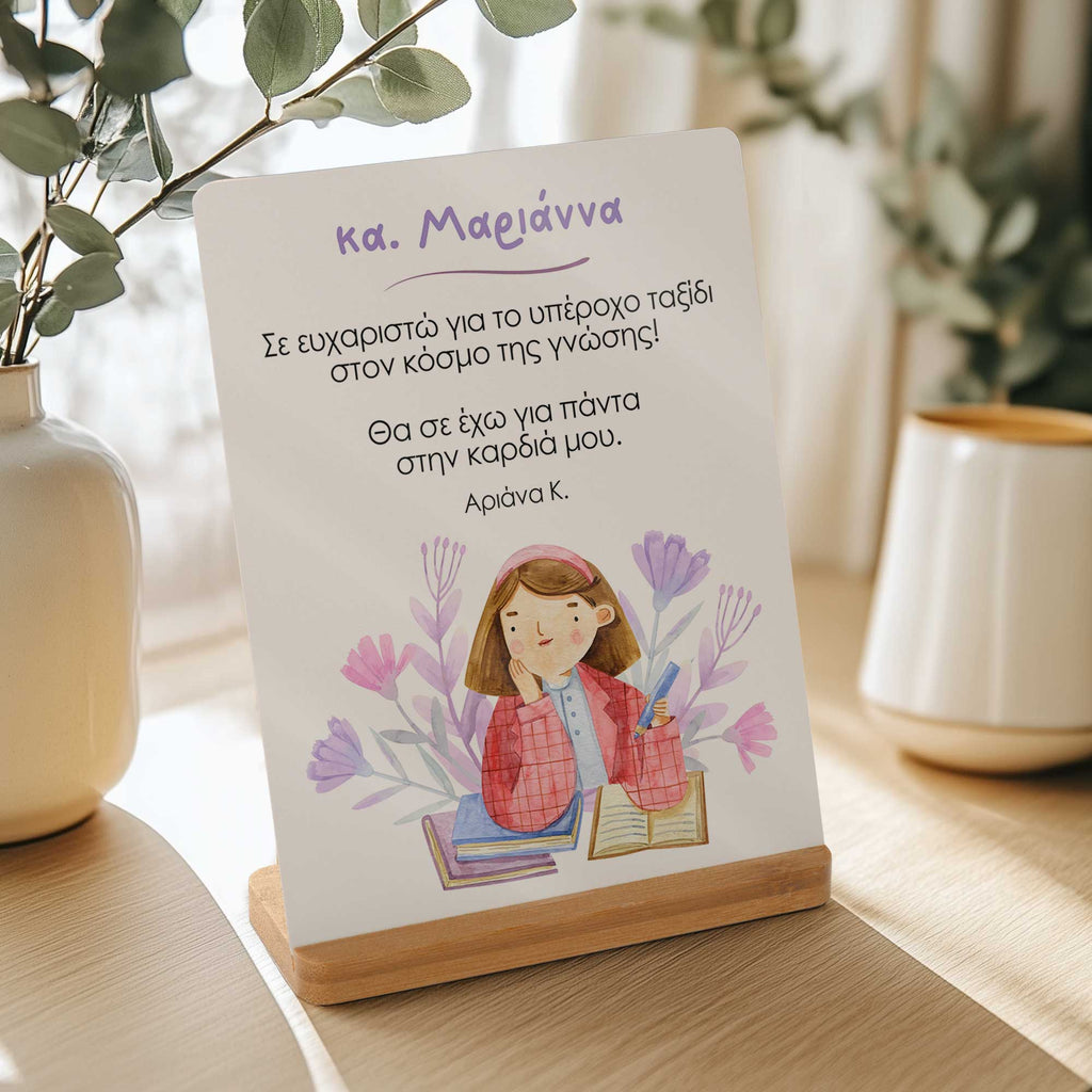 Dear Teacher Thank You - Bamboo Stand Frame - GOTShirts