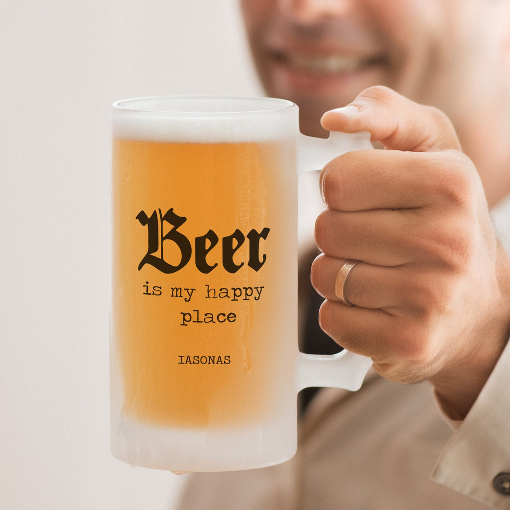 My Happy Place - Frosted Beer Glass - GOTShirts