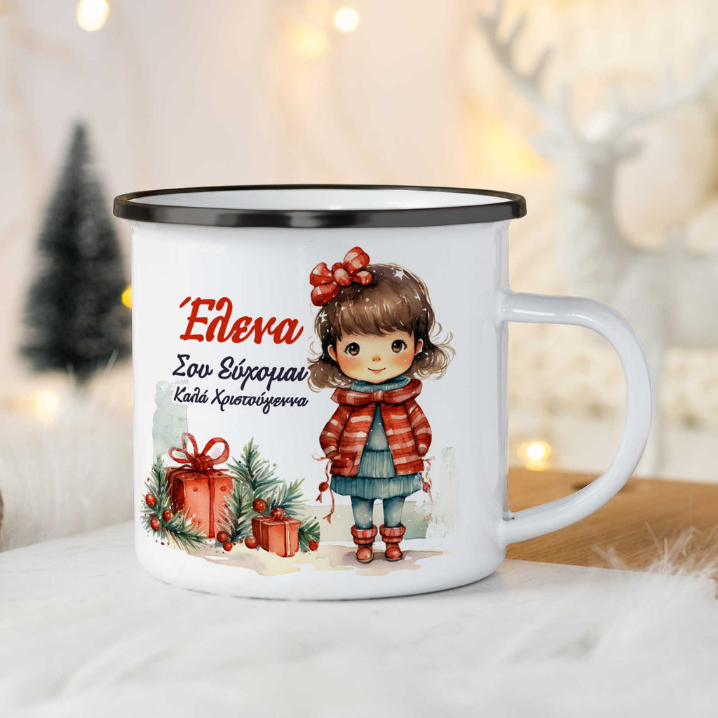 Christmas Girl - Christmas S/Steel Enamel Mug - GOTShirts