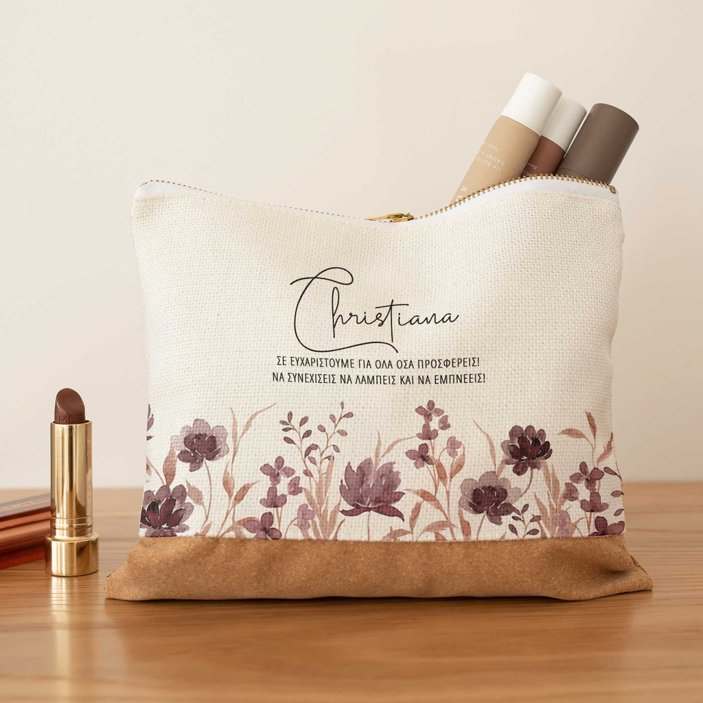 Thank You For Everything - Linen Makeup Bag With Cork - GOTShirts