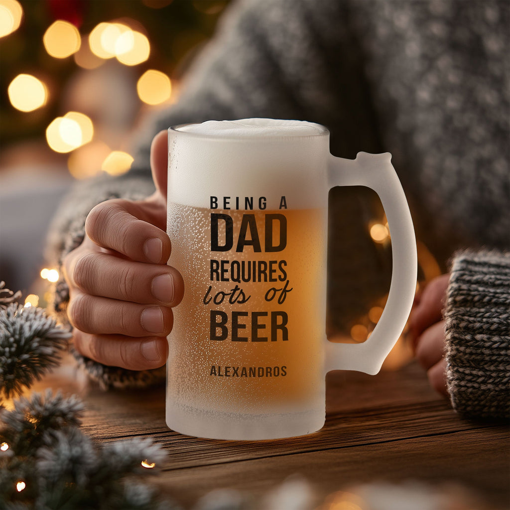 Being A Dad - Frosted Beer Glass - GOTShirts