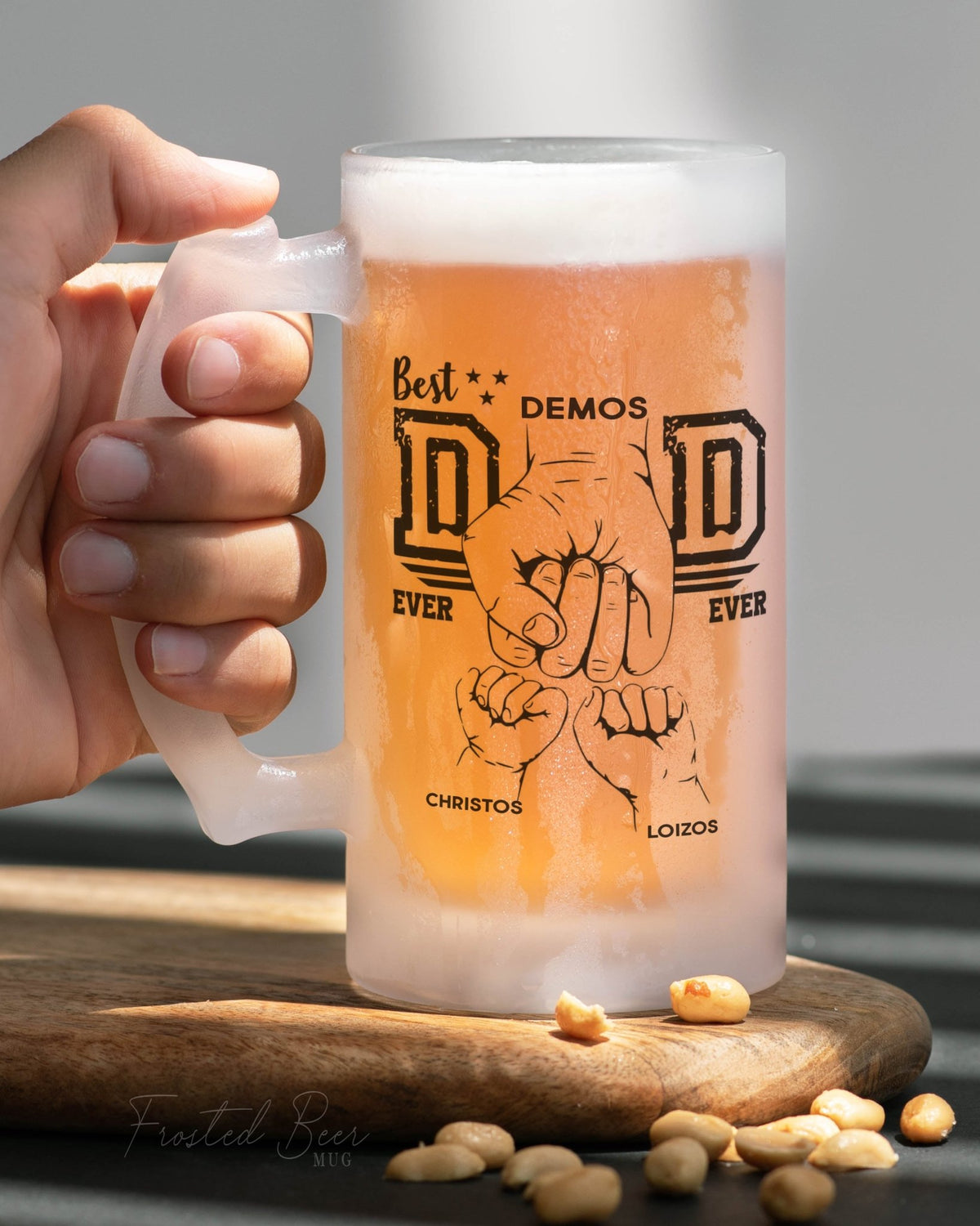 Best Dad Arm - Frosted Beer Glass - GOTShirts