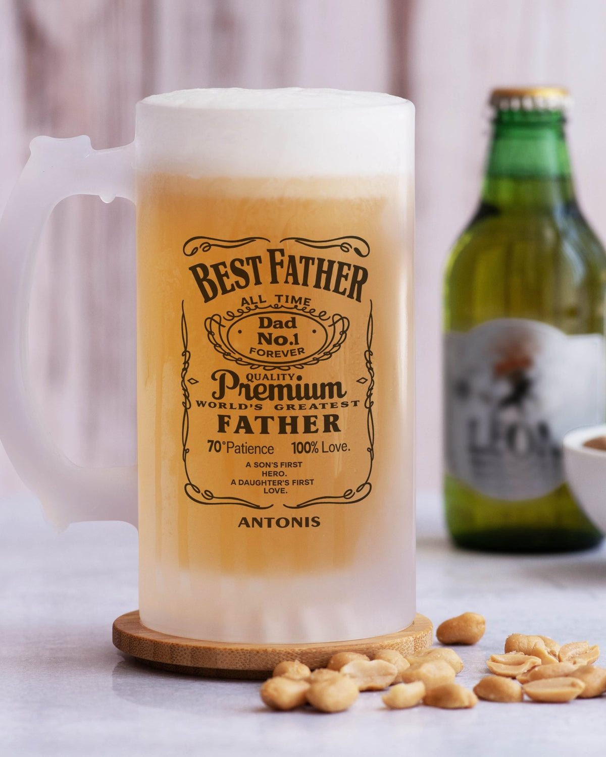 Best Father - Frosted Beer Glass - GOTShirts