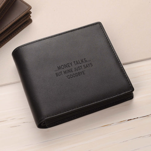 Money Talks - Men's Leather Wallet (Engraved) - GOTShirts