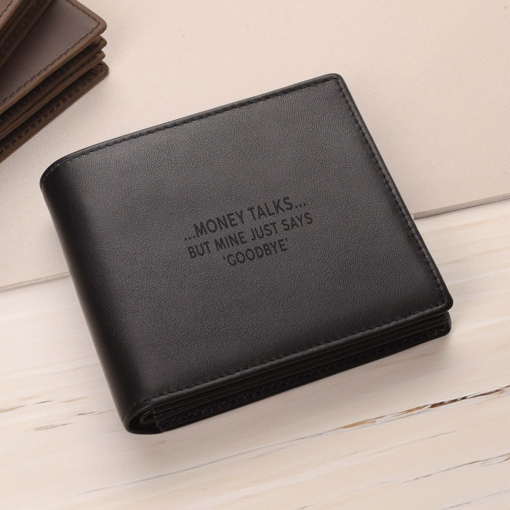 Money Talks - Men's Leather Wallet (Engraved) - GOTShirts