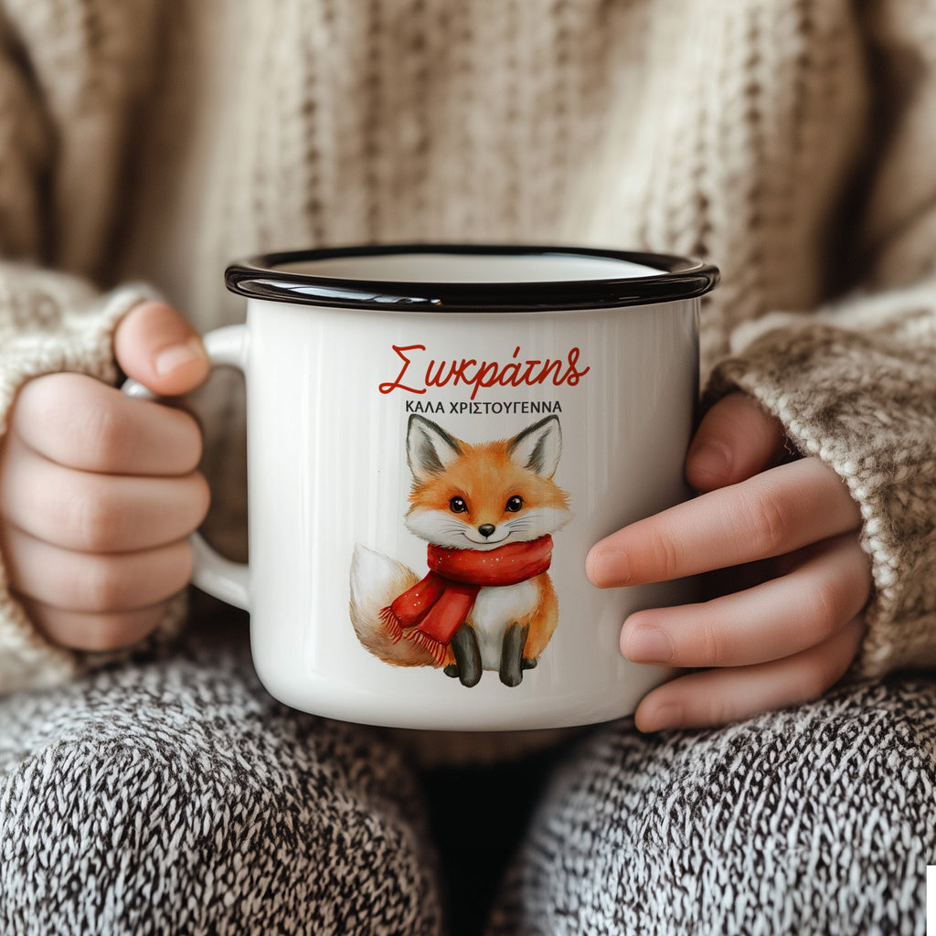 Fox Wishes - Christmas S/Steel Enamel Mug - GOTShirts