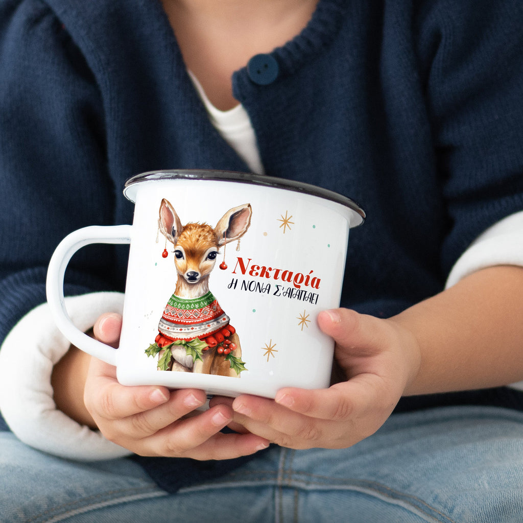 Deer Godmother - Christmas S/Steel Enamel Mug - GOTShirts