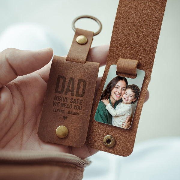 Create Your Own - Leather Engraved Keyring With Photo Inside - GOTShirts