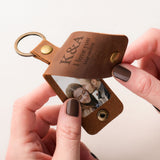 Keep Smiling - Leather Engraved Keyring With Photo Inside - GOTShirts