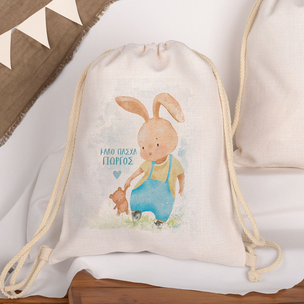 Bunny and the Little Bear - Drawstring Bag Linen - GOTShirts