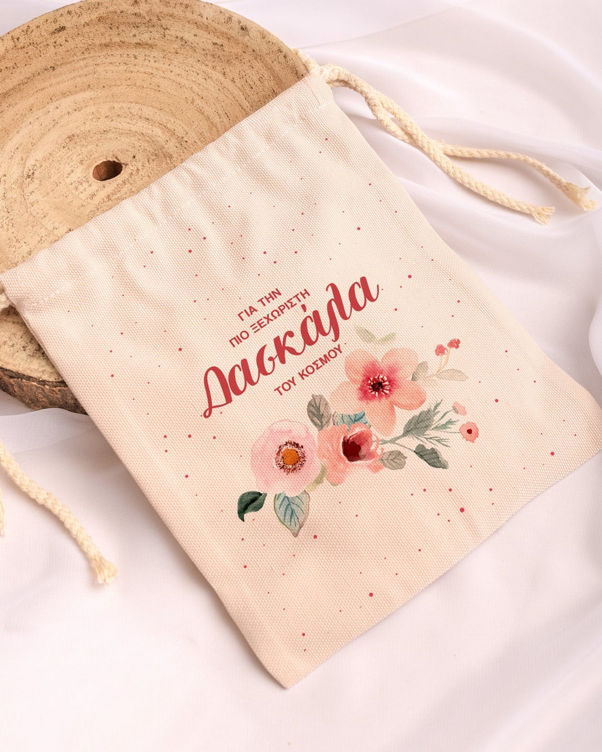 Red Flowers - Gold Handle Mug & Linen Pouch Set - GOTShirts