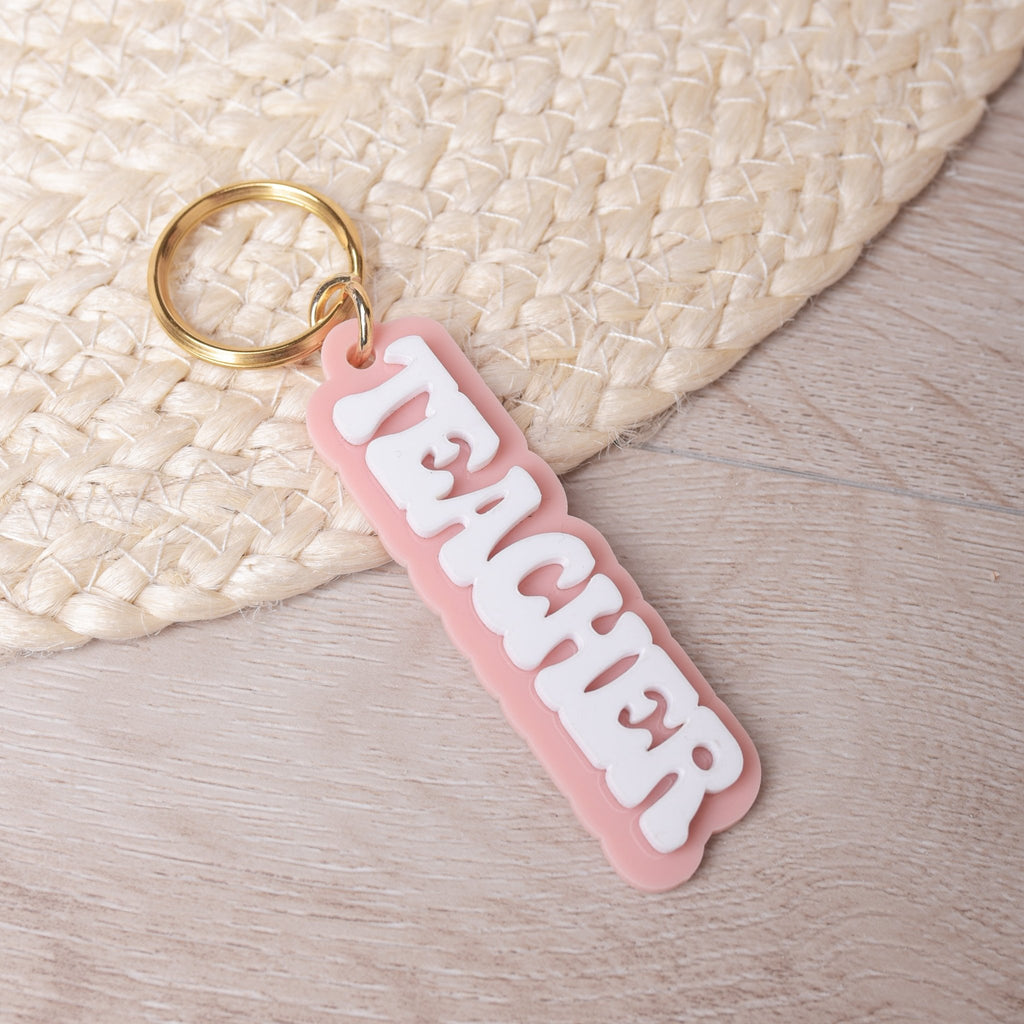 "Teach, Love, Repeat" Plexiglass Keyring - GOTShirts