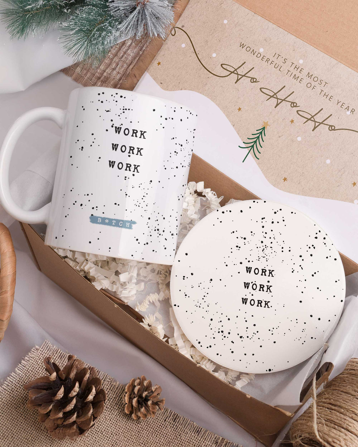 Work Work Work Blue - Ceramic Mug 11oz & Coaster Gift Box - GOTShirts