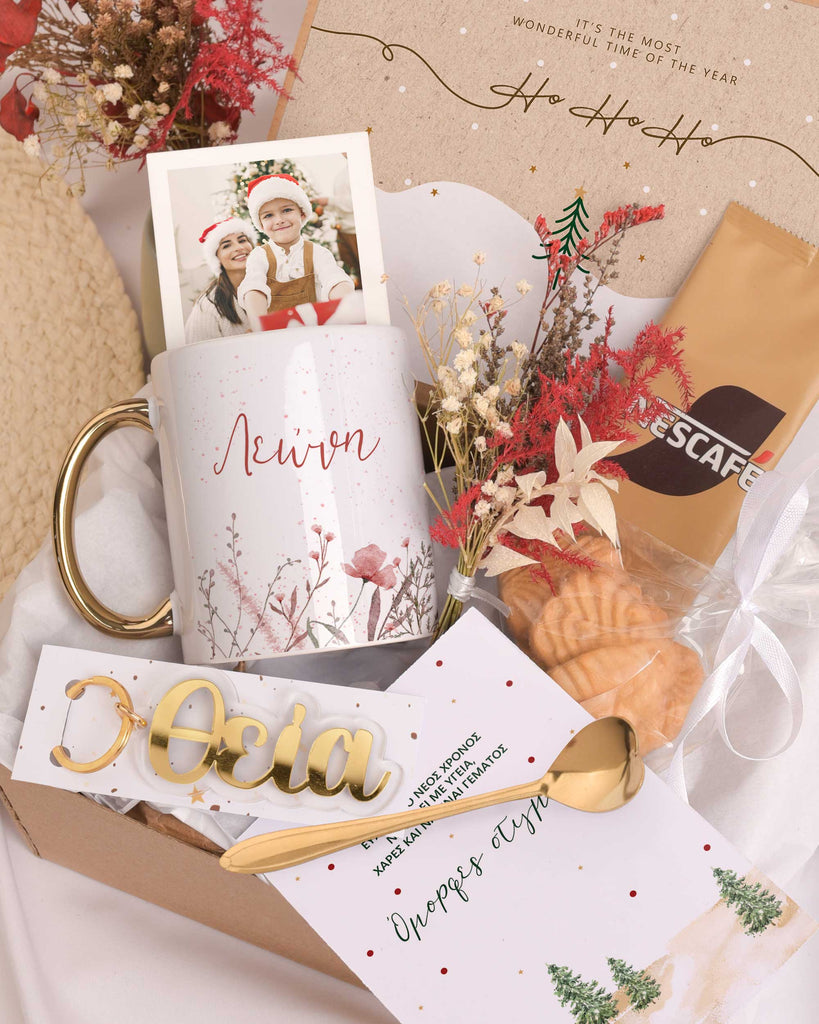 Pink Flowers - Christmas Gold Gift Box - GOTShirts