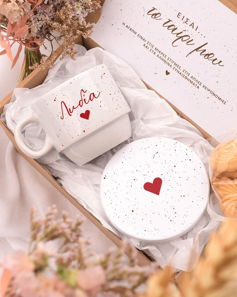 Name & Red Speckles - Coffee Mug & Coaster Set - GOTShirts