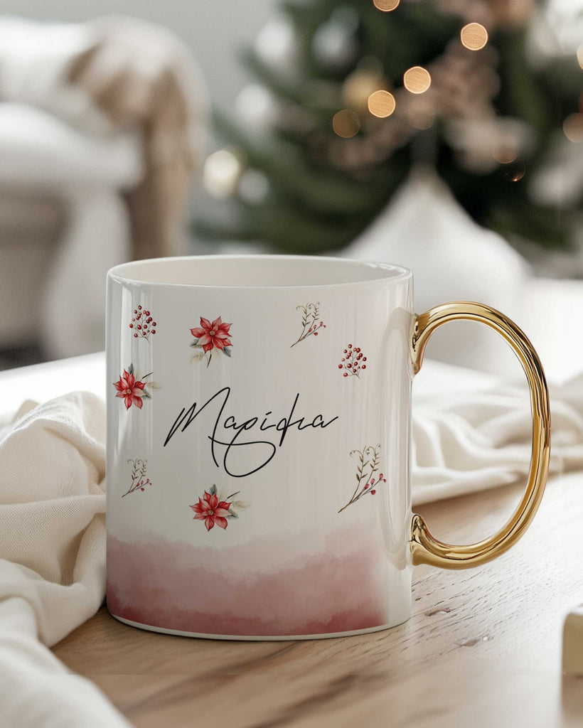 Red Pattern Name - Ceramic Gold Handle Mug - GOTShirts