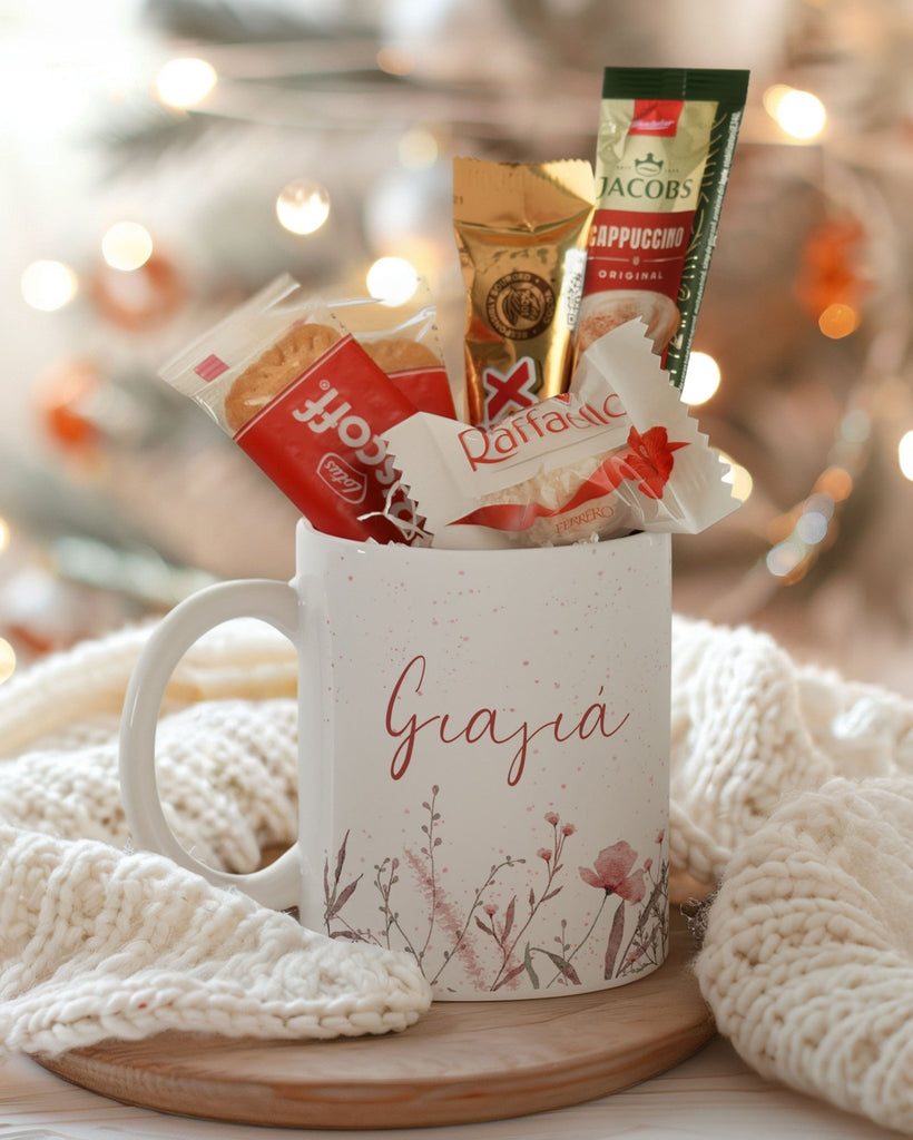 Pink Flowers Grandma - Ceramic Mug Coffee Gift Set - GOTShirts