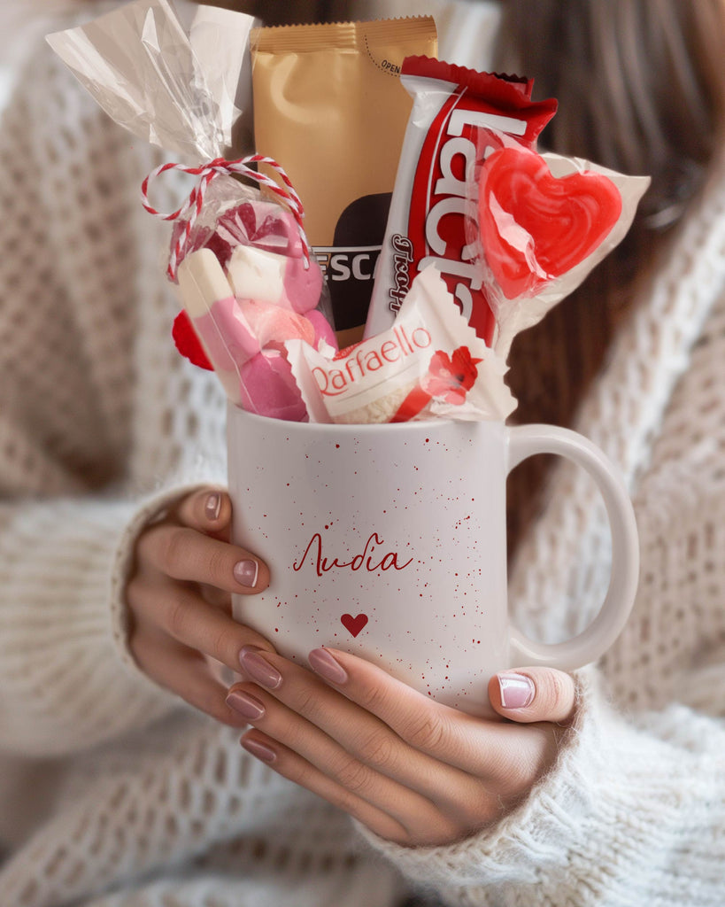 Name & Red Speckls - Ceramic Mug Coffee Gift Set - GOTShirts