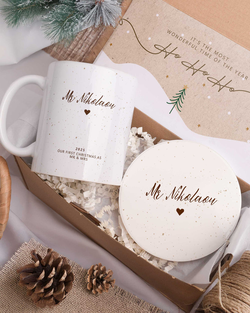 Our First Christmas, Mr - Ceramic Mug 11oz & Coaster Gift Box - GOTShirts